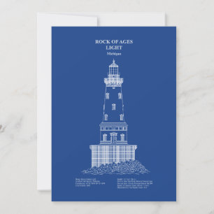 Carte De Remerciements Phare de Rock of Ages - Michigan - AD
