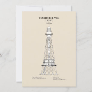 Carte De Remerciements Phare de Southwest Pass - Louisiana - SBD