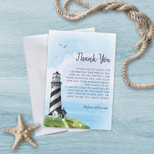 Carte De Remerciements Phare Moderne Aquarelle Mariage Naustique