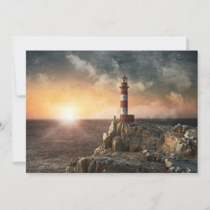 Carte De Remerciements Phares Phare rouge et blanc
