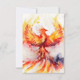 Carte De Remerciements Phénix flamboyant il est ailes aquarelle Art