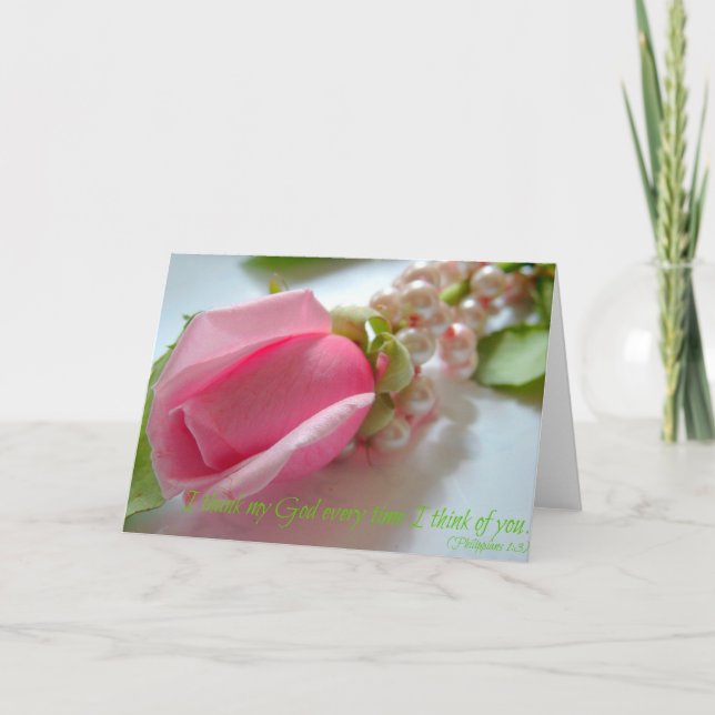 Carte De Remerciements Philippiens verset de la Bible Je remercie Dieu ch (Devant)