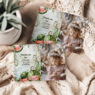 Carte De Remerciements Photo 1er anniversaire de la pastèque