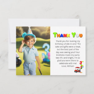 Carte De Remerciements Photo 3e anniversaire Red Golf Cart Boy's