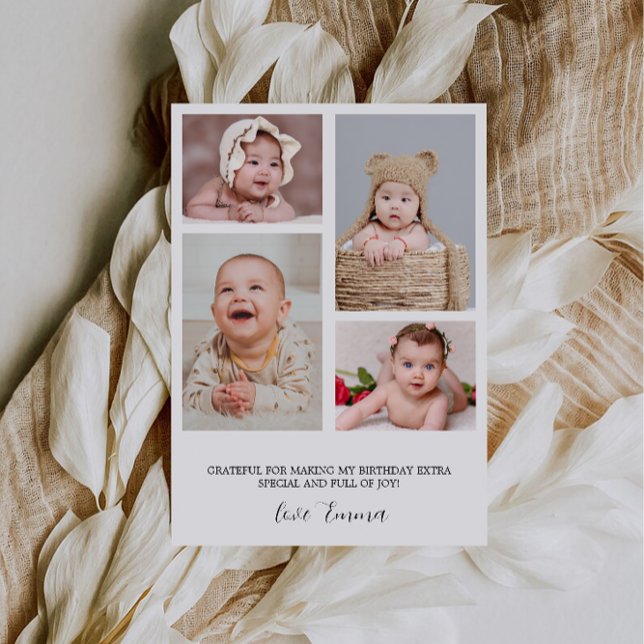 Carte de remerciements photo anniversaire (Birthday Photo Thank You Card)