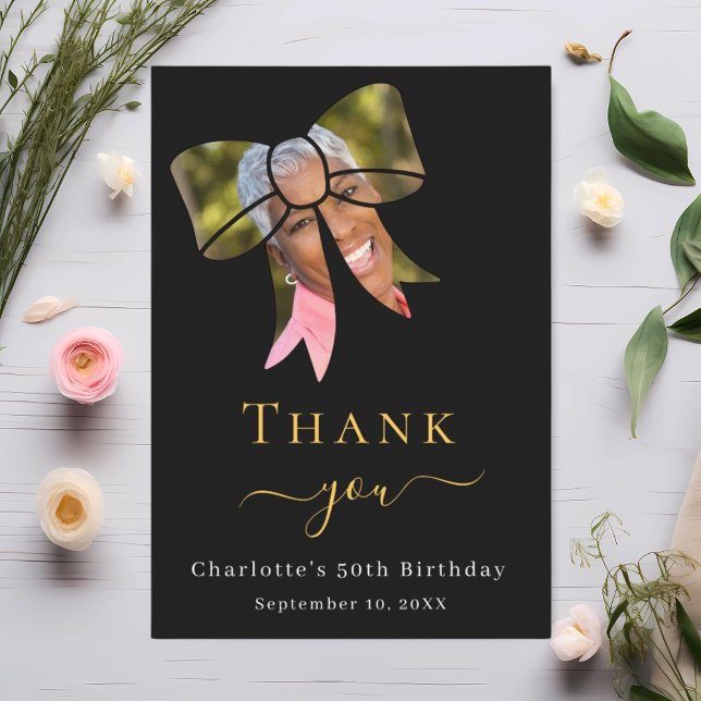 Carte De Remerciements Photo anniversaire arc noir (Créateur téléchargé)