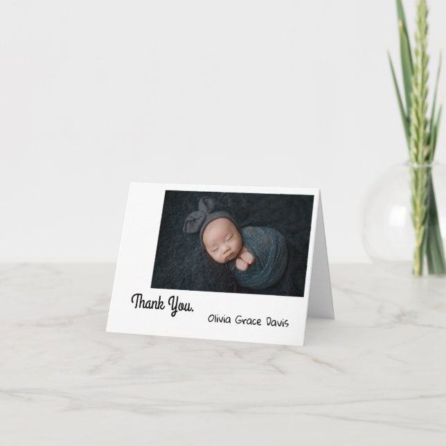 Carte de remerciements photo bébé simple (Devant)