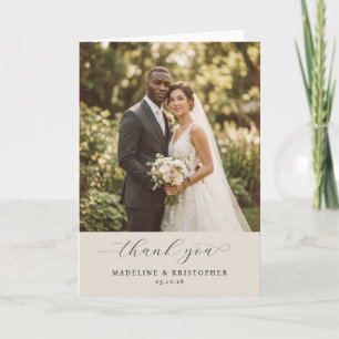 Carte De Remerciements Photo Beige Romantique