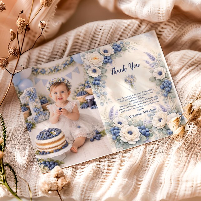 Carte De Remerciements Photo Berry First Storybook Garden 1st Birthday (Créateur téléchargé)