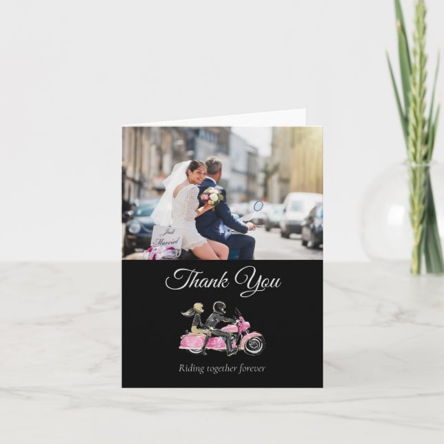 Carte De Remerciements Photo Biker Wedding Thank You Card (Devant)