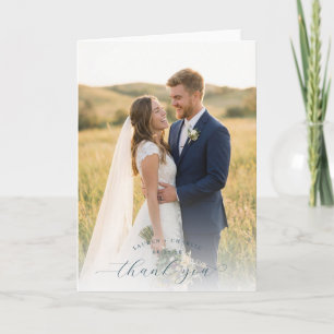 Carte De Remerciements Photo Bleue et Verte Joyeuse