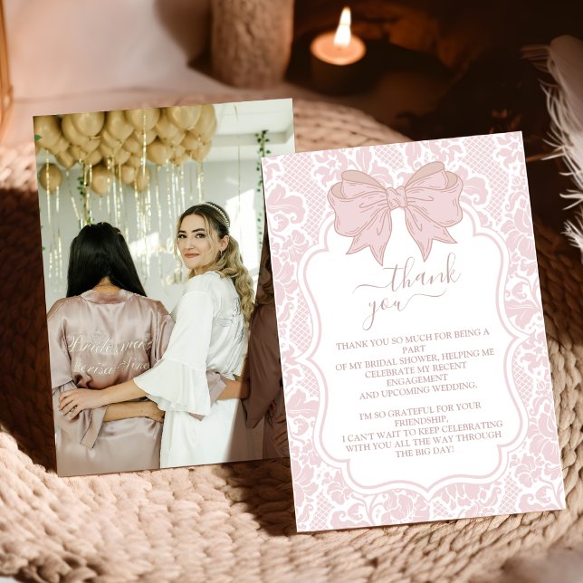 Carte De Remerciements Photo Blush Rose Chinoiserie Florale Fête de Maria (Créateur téléchargé)