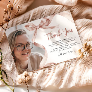 Carte De Remerciements Photo Bow Beige tendance