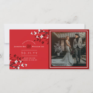 Carte De Remerciements Photo chinoise du Mariage Xie Xie Xie