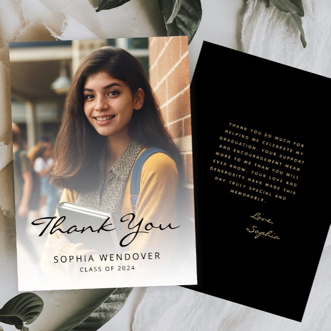 Carte De Remerciements Photo Classic 2024 Black Gold (Créateur téléchargé)
