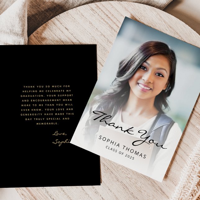 Carte De Remerciements Photo Classic 2025 Black Gold (Créateur téléchargé)