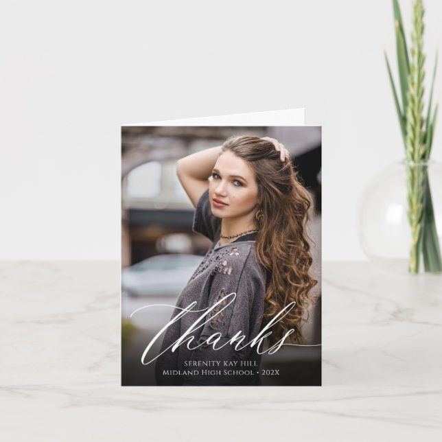 Carte De Remerciements Photo Classic Elegance Graduance (Devant)