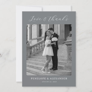 Carte De Remerciements Photo Classique en nuances de gris élégant