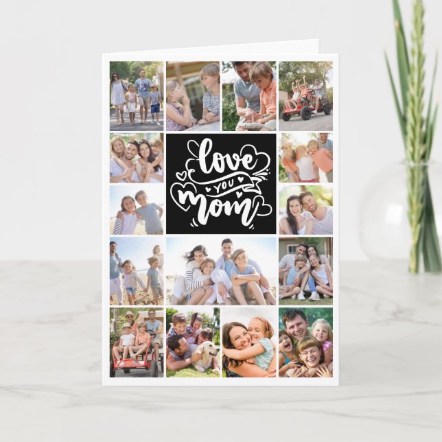 Carte De Remerciements Photo Collage Love You Mom 15 Pictures Card (Devant)