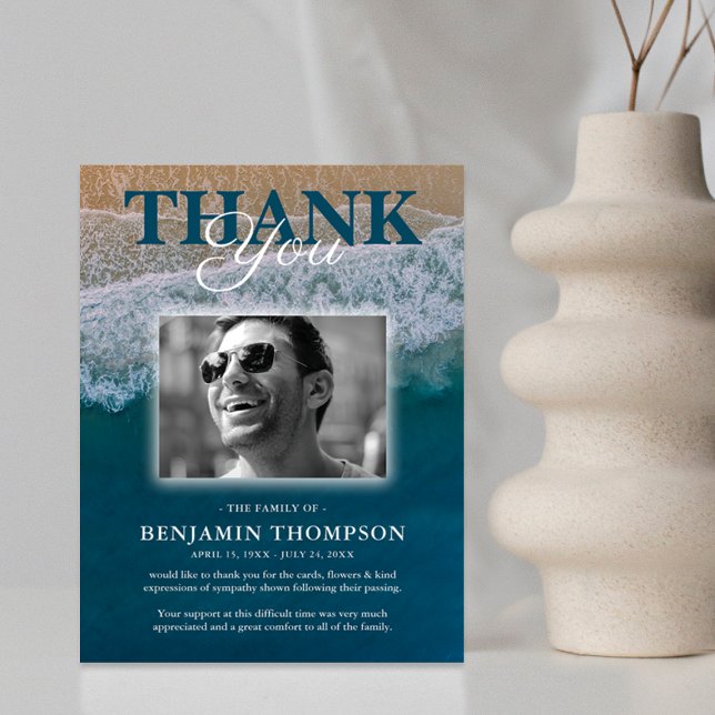 Carte De Remerciements Photo commémorative des funérailles de la plage (Créateur téléchargé)