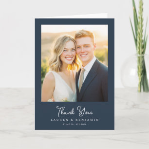 Carte De Remerciements Photo Contemporain Navy Warm