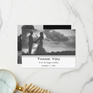 Carte De Remerciements Photo contemporaine noire et blanche
