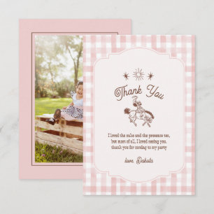 Carte De Remerciements Photo Cowgirl Vintage Rodéo Anniversaire Gingham F
