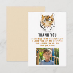 Carte De Remerciements Photo d'anniversaire à l'aquarelle tête de tigre
