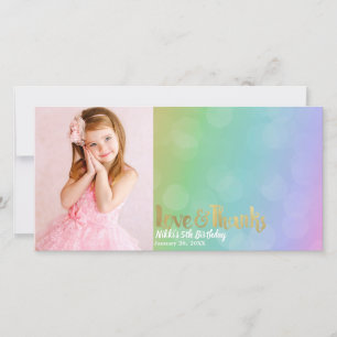 Carte De Remerciements Photo d'anniversaire arc-en-ciel Amour & Remerciem