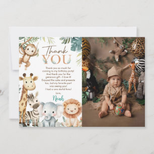 Carte De Remerciements Photo d'anniversaire avec animaux sauvages de safa