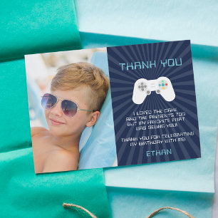 Carte De Remerciements Photo d'anniversaire de enfants de jeu vidéo rétro