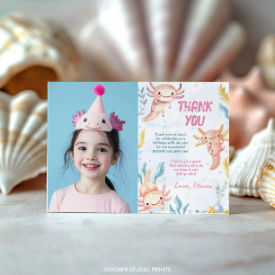 Carte De Remerciements Photo d'anniversaire de la fille rose mignonne Axo