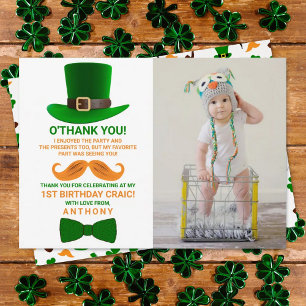 Carte De Remerciements Photo d'Anniversaire de la St. Patrick de Leprecha