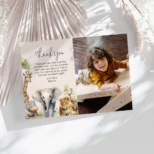 Carte De Remerciements Photo d'anniversaire d'enfants avec des animaux sa