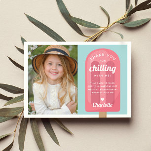 Carte De Remerciements Photo d'anniversaire d'enfants avec Popsicle d'été