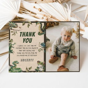 Carte De Remerciements Photo d'anniversaire d'enfants avec reptiles