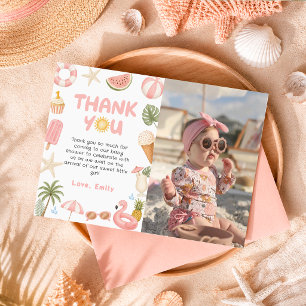 Carte De Remerciements Photo d'anniversaire d'été de plage tropicale