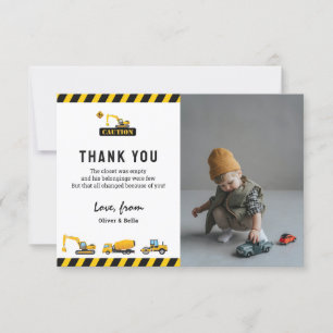 Carte De Remerciements Photo d'anniversaire d'un joli camion de construct