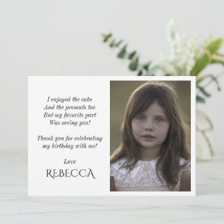 Carte de remerciements photo d'anniversaire pour f