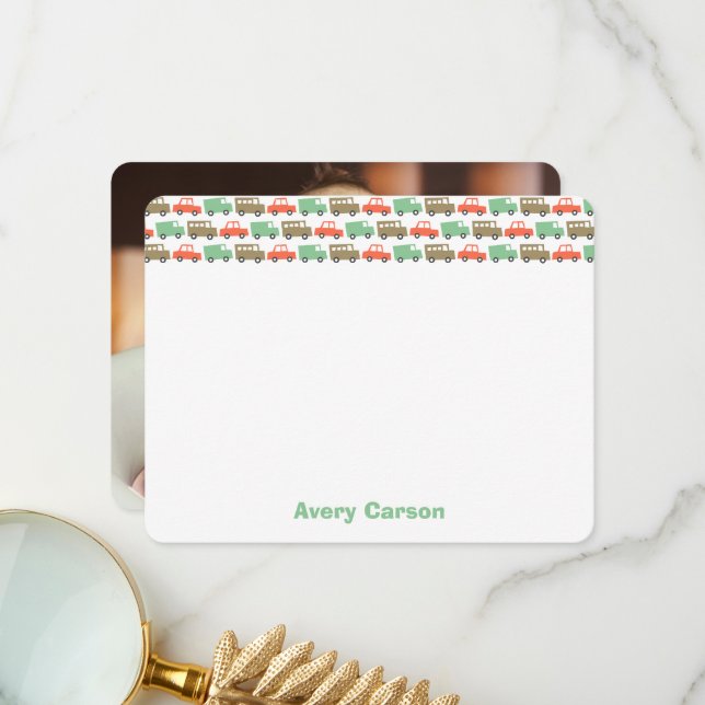 Carte De Remerciements Photo d'anniversaire pour garçons avec jouets rétr (Devant/Arrière en situation)