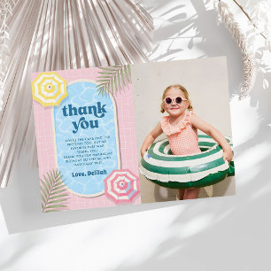 Carte De Remerciements Photo d'anniversaire rose de la Palm Springs Summe