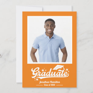 Carte De Remerciements Photo d'annonce de remise de diplômes orange