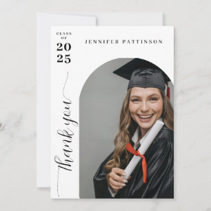 Carte De Remerciements Photo d'arche de diplômé avec message personnalisé