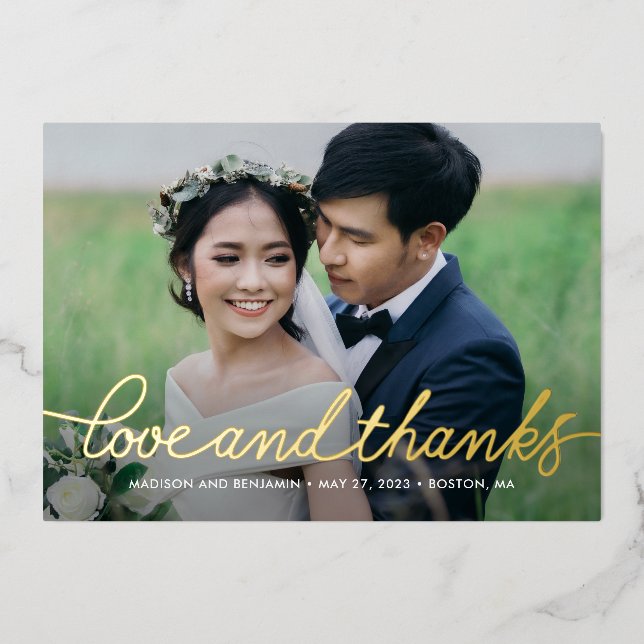 Carte de remerciements photo Darling Script REAL F (Recto)