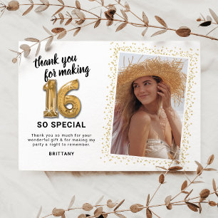 Carte De Remerciements Photo de 16e anniversaire moderne