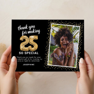 Carte De Remerciements Photo de 25e anniversaire moderne