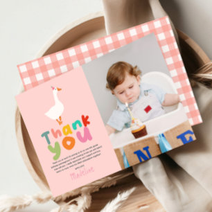 Carte De Remerciements Photo de 2e anniversaire de Girls Two Silly Goose