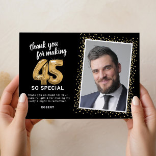 Carte De Remerciements Photo de 45e anniversaire moderne