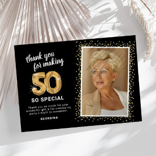Carte De Remerciements Photo de 50e anniversaire moderne