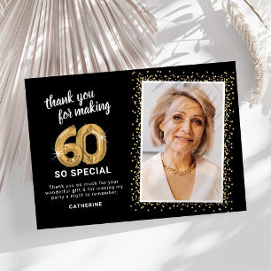 Carte De Remerciements Photo de 60e anniversaire moderne adulte
